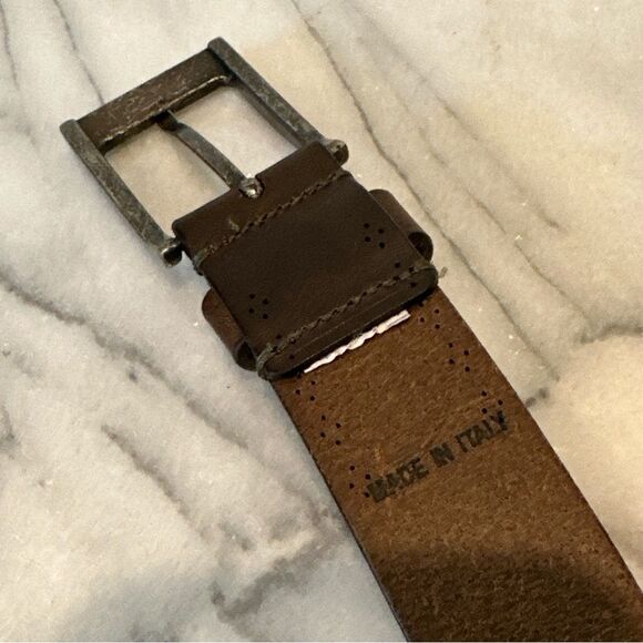 Allen Edmonds Men's Dark Brown Leather Belt detailed edges sz 44 Italy - Picture 13 of 13